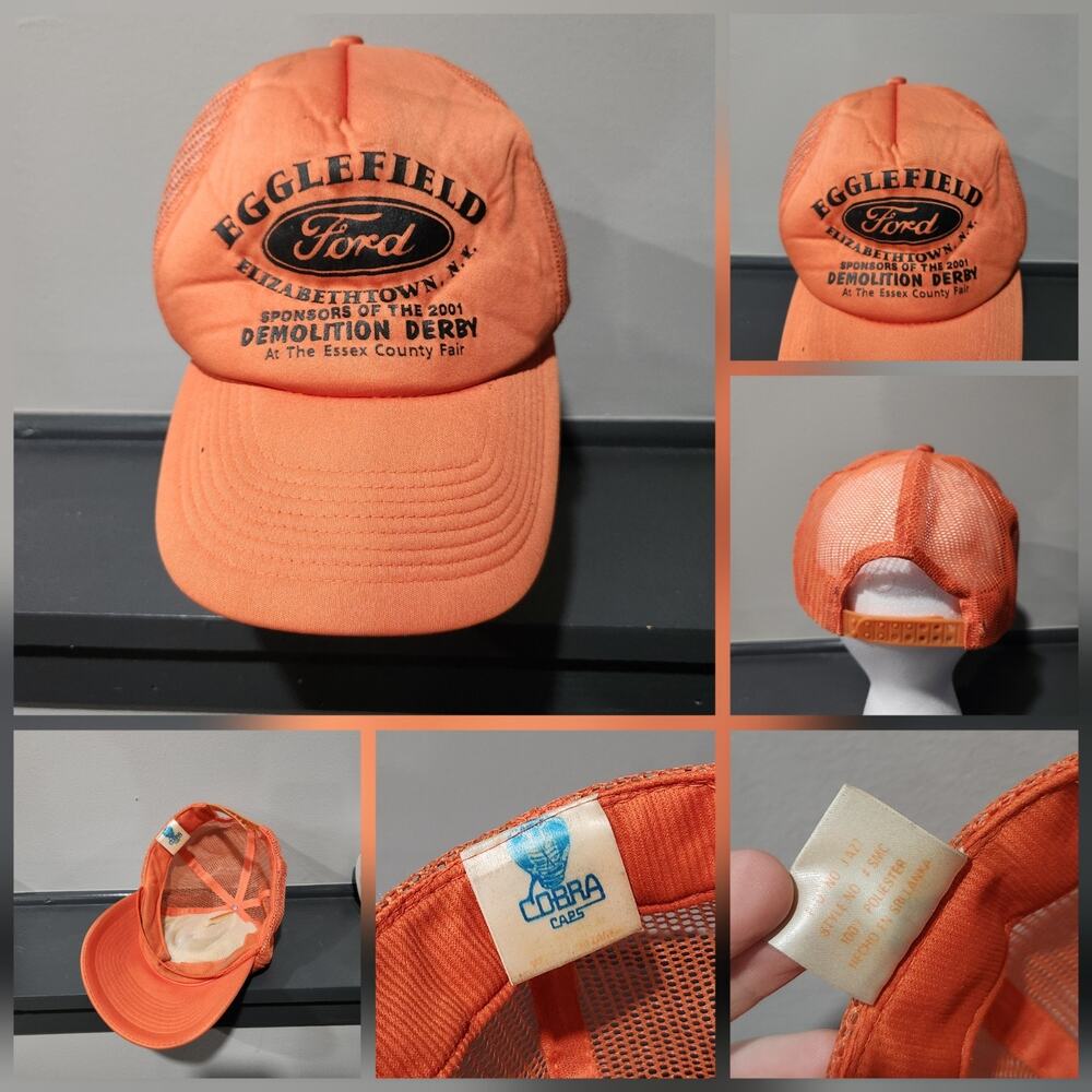 VTG Ford Egglefield Demolition Derby Essex County Fair Snapback Trucker Hat Cap